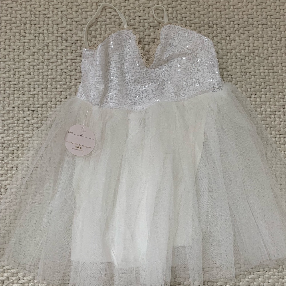 White Sequin Tulle Dress by Nicolette's Couture